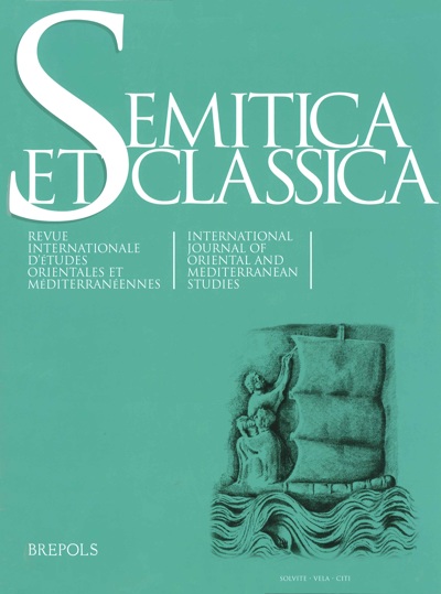 Semitica et Classica: International Journal of Oriental and Mediterranean Studies , Sec 10