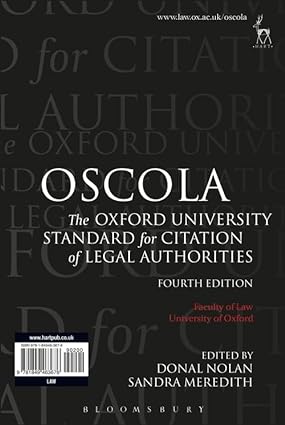 OSCOLA : The Oxford University Standard for Citation of Legal Authorities